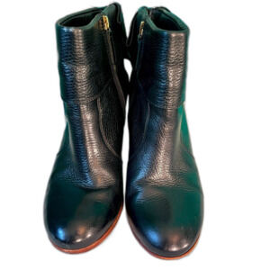 Kate Spade Lanise Cuffed Black Leather Back Bow Ankle Boots